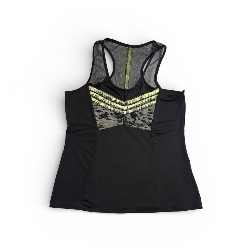Lucky in Love Black and Neon Green Mesh Tank